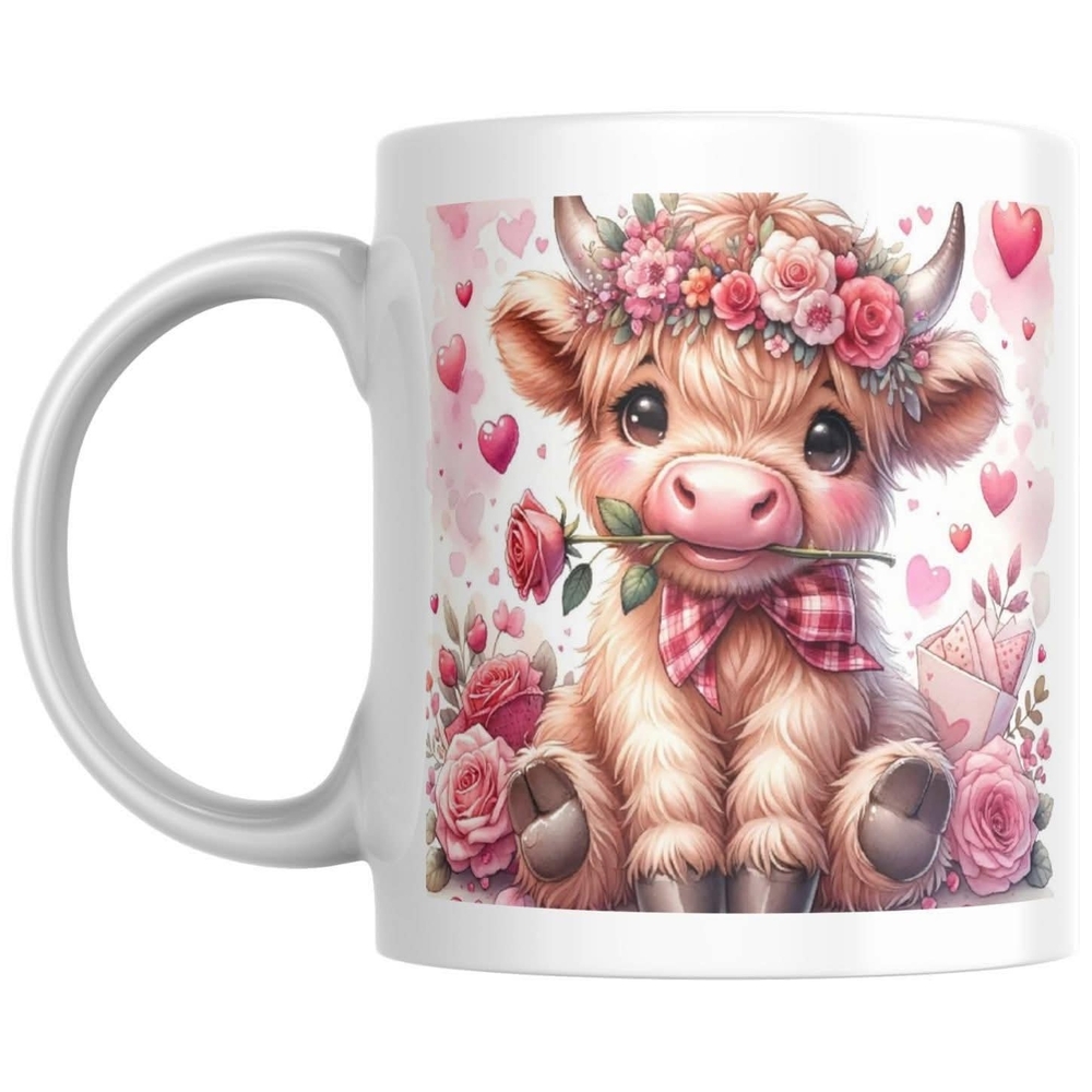 Cute Cow Mug with Floral Design